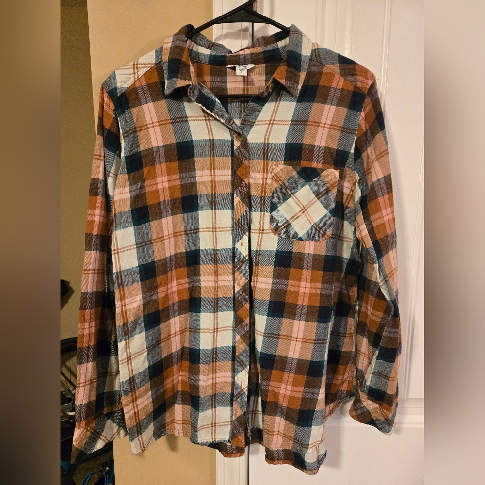 Sonoma Multicolor Checkered Plaid Shirt Sz Large
